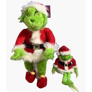 2 The Grinch Dr. Seuss 16" Bendable Stuffed Animal & Hard Face 11" Plush